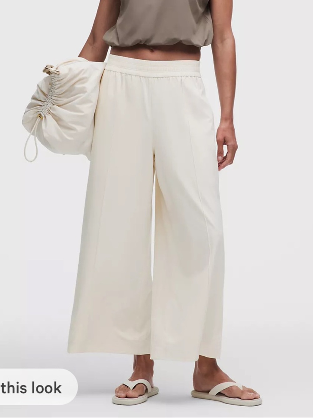 Lululemon Breezily Cropped Pants in Light Ivory (Size M) - Picture 1 of 7